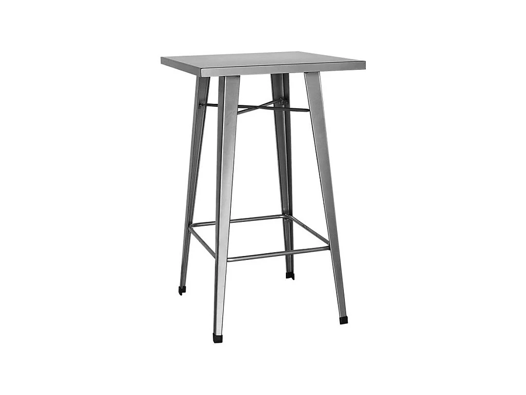 Table haute de bar carrée acier argenté Kontoir 60cm