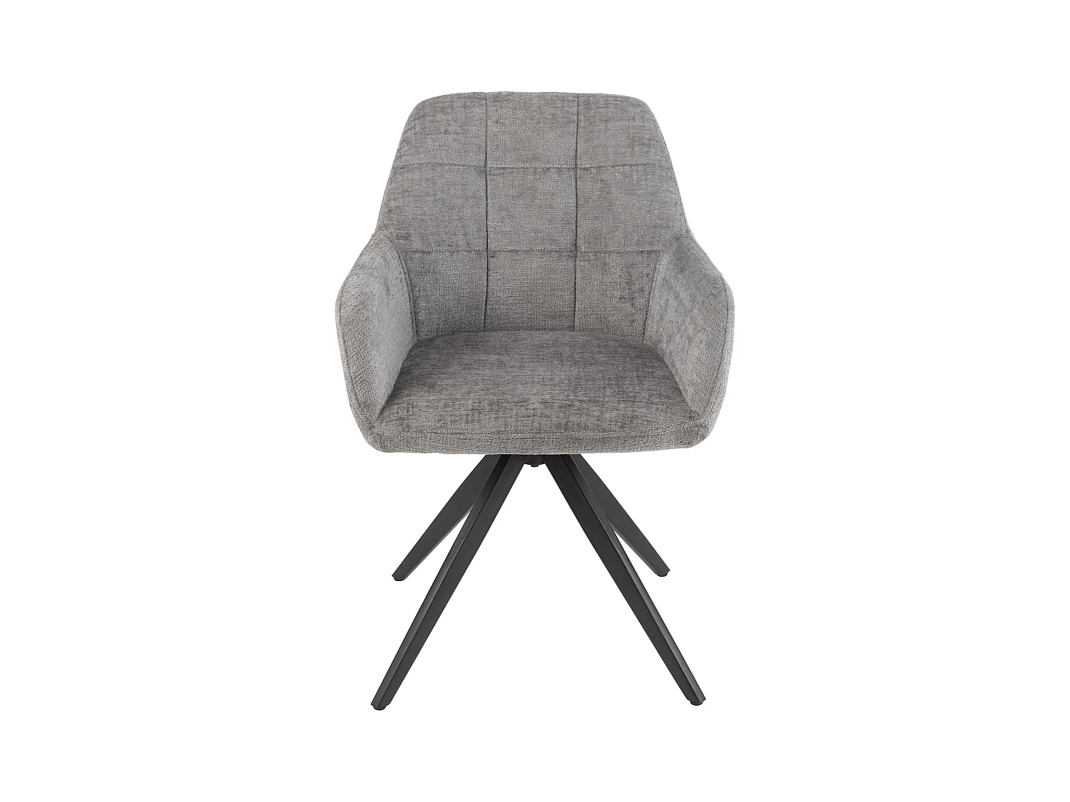 Chaise avec accoudoirs LOUNA – Tissu doux et pieds acier noir-Gris