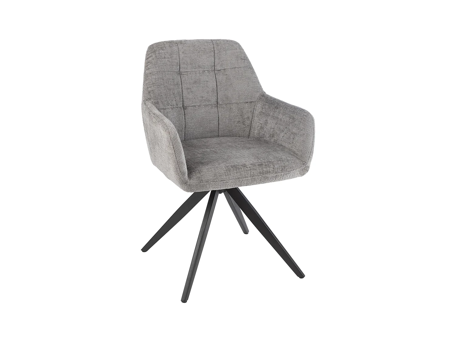 Chaise avec accoudoirs LOUNA – Tissu doux et pieds acier noir-Gris