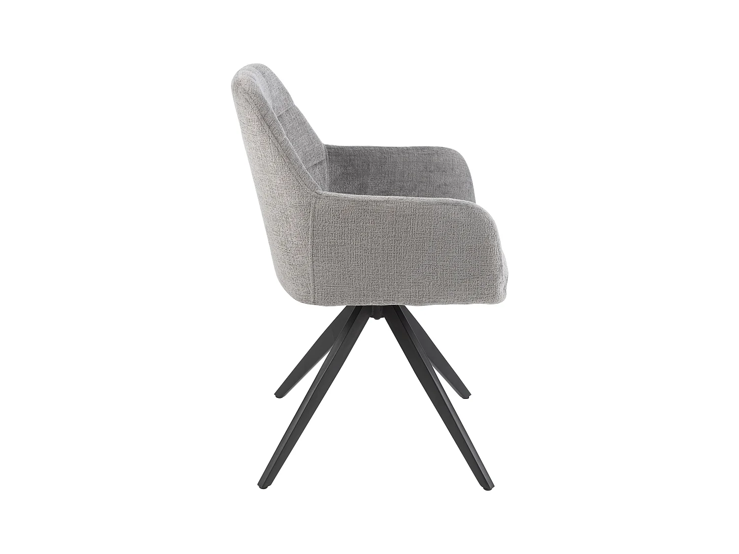 Chaise avec accoudoirs LOUNA – Tissu doux et pieds acier noir-Gris