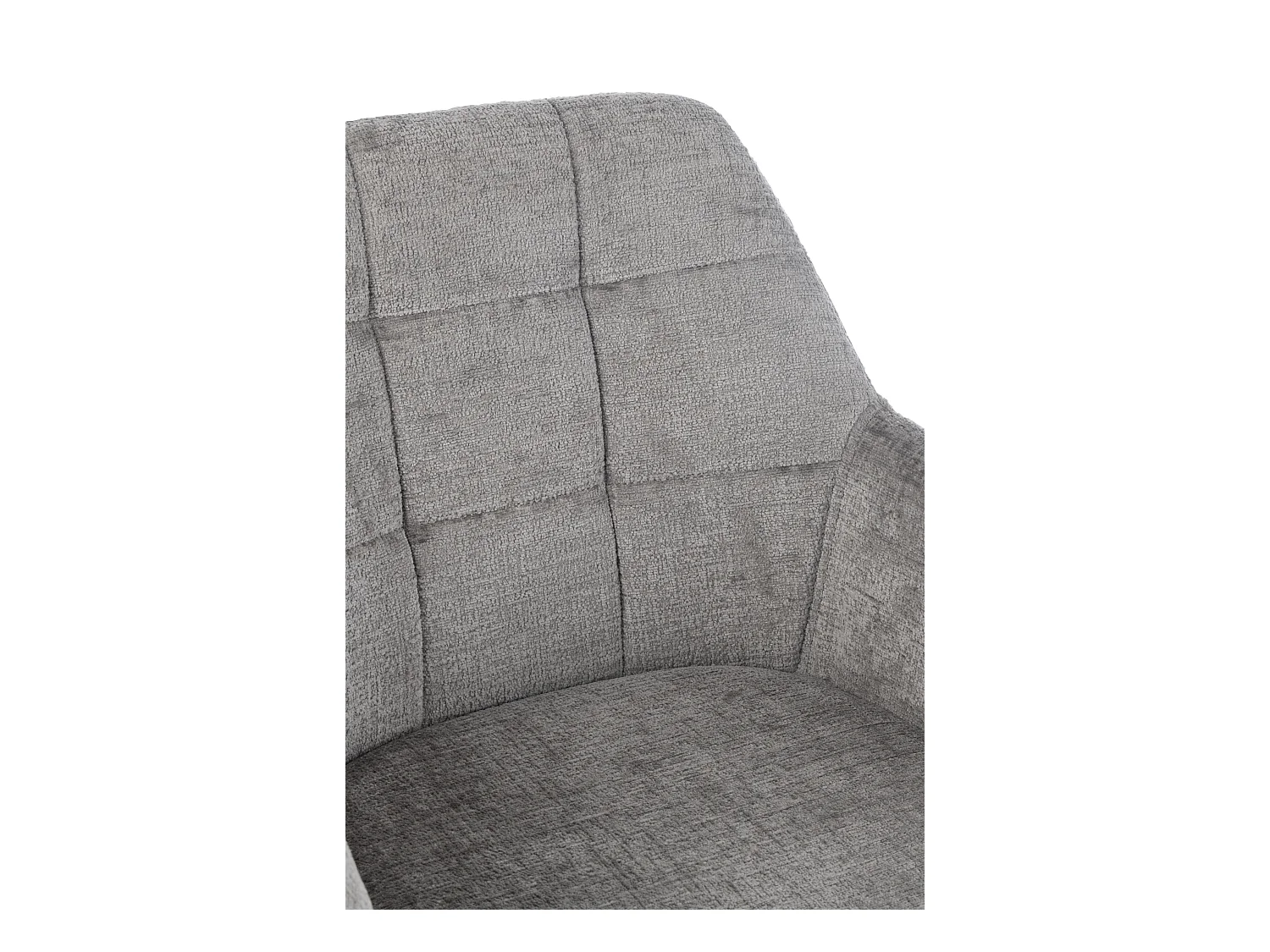 Chaise avec accoudoirs LOUNA – Tissu doux et pieds acier noir-Gris