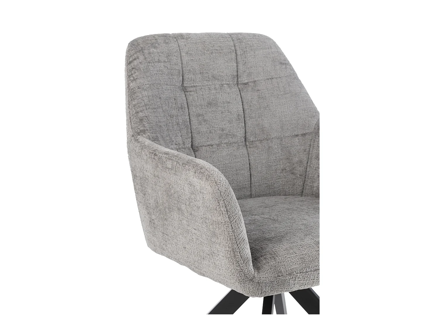 Chaise avec accoudoirs LOUNA – Tissu doux et pieds acier noir-Gris