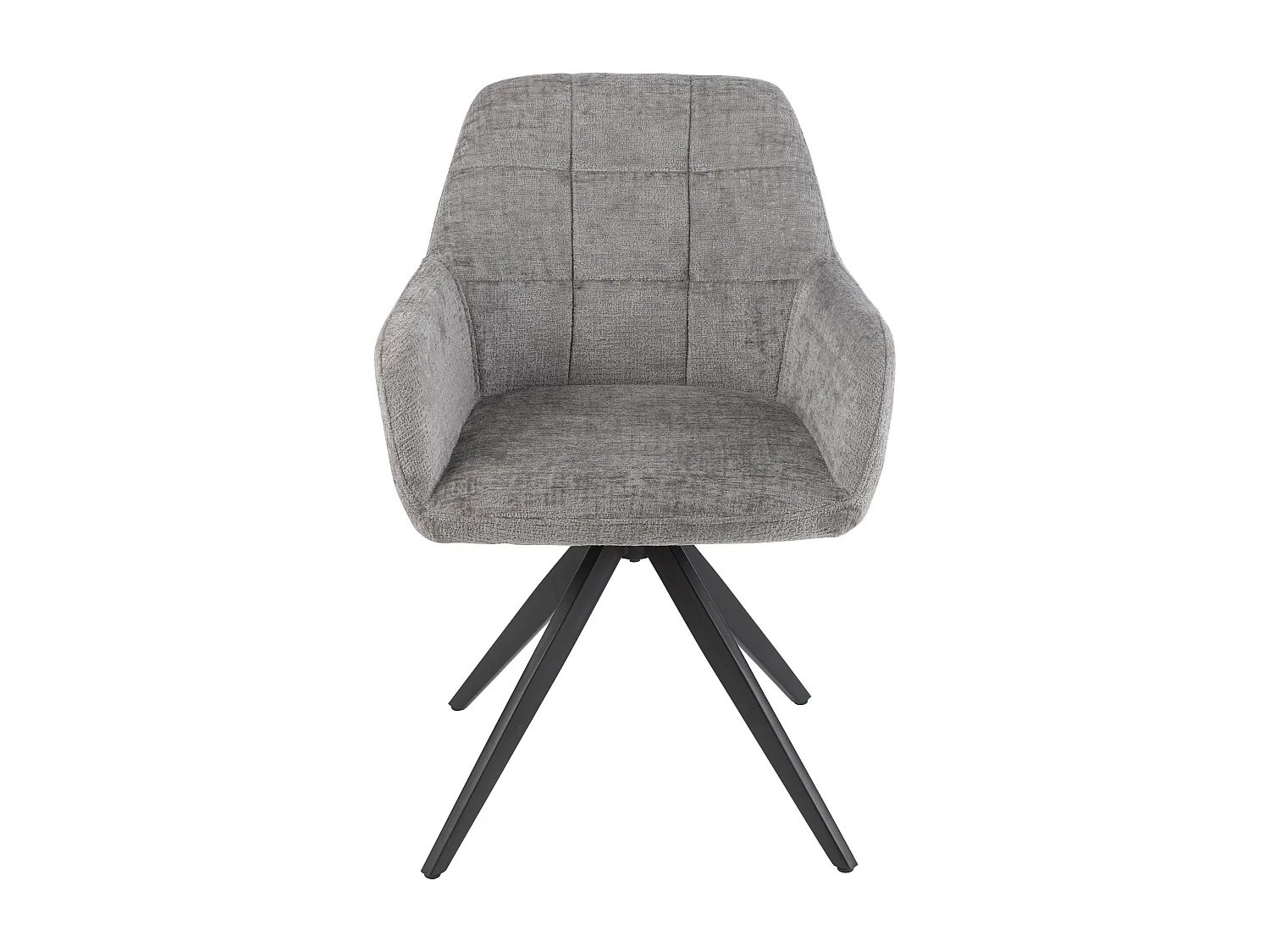 Chaise avec accoudoirs LOUNA – Tissu doux et pieds acier noir-Gris