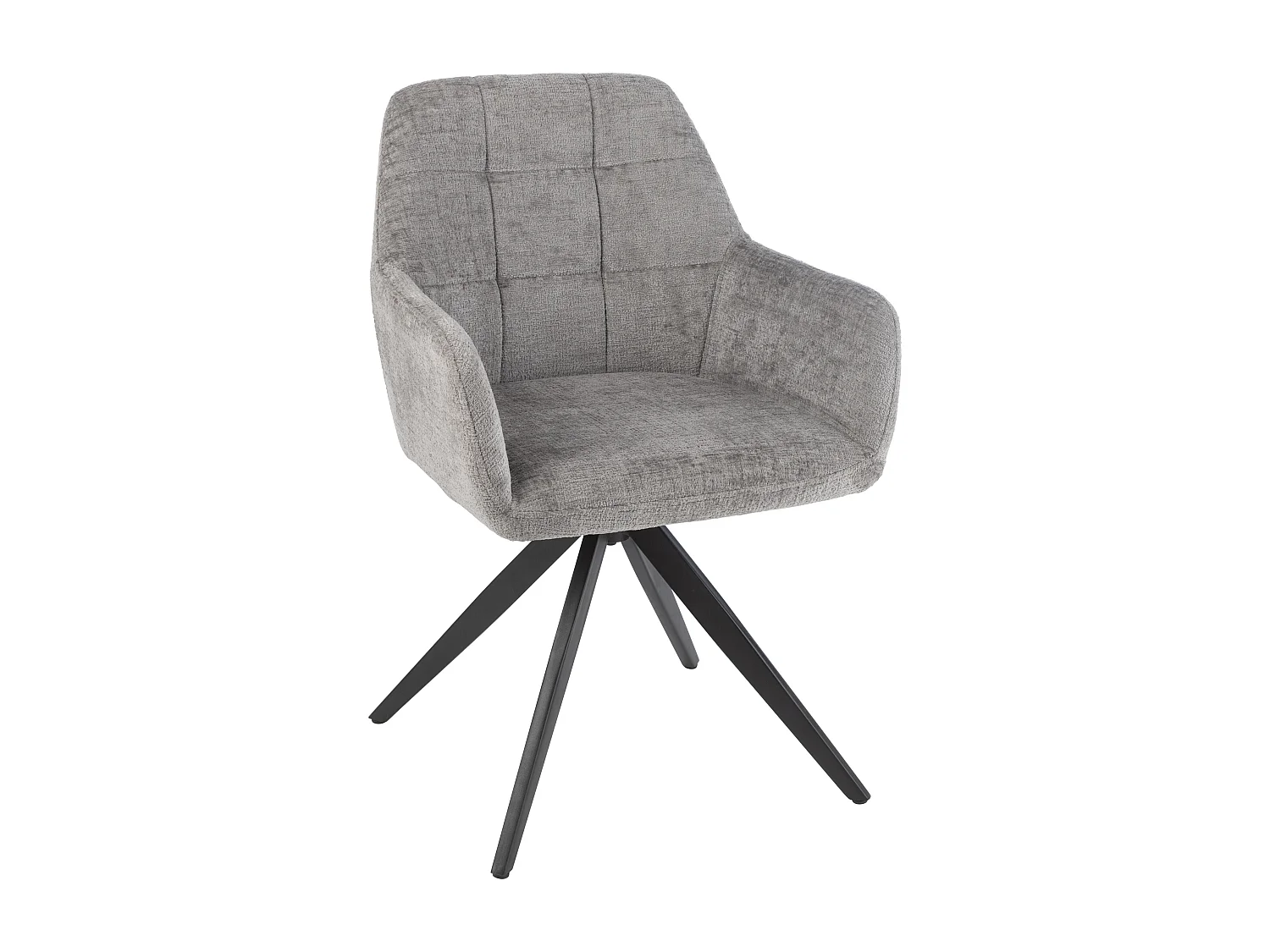 Chaise avec accoudoirs LOUNA – Tissu doux et pieds acier noir-Gris