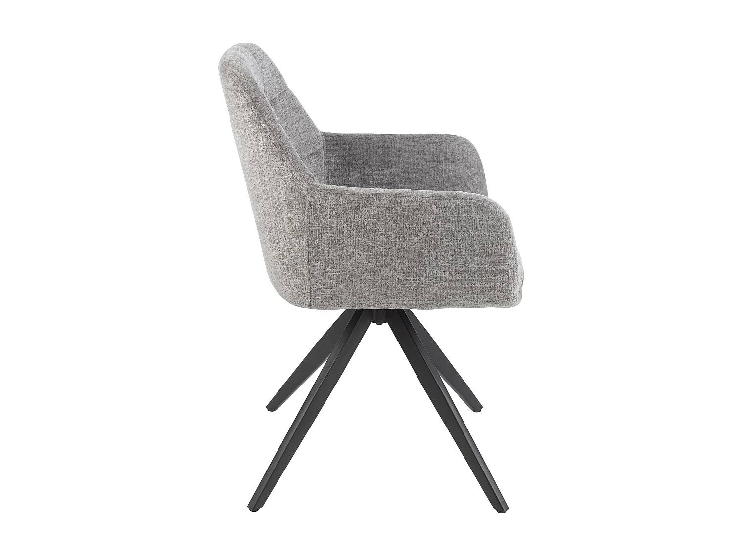 Chaise avec accoudoirs LOUNA – Tissu doux et pieds acier noir-Gris