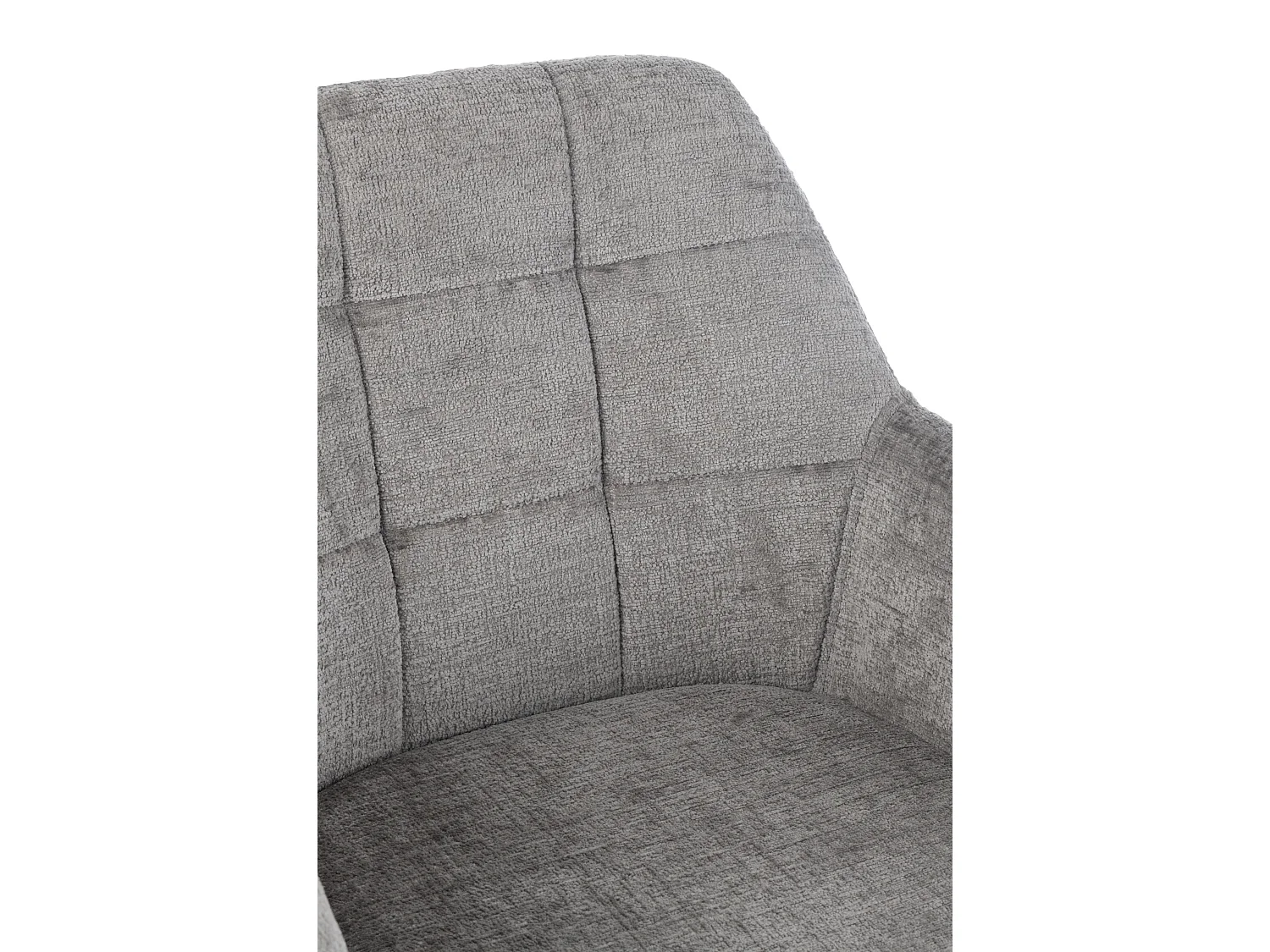 Chaise avec accoudoirs LOUNA – Tissu doux et pieds acier noir-Gris