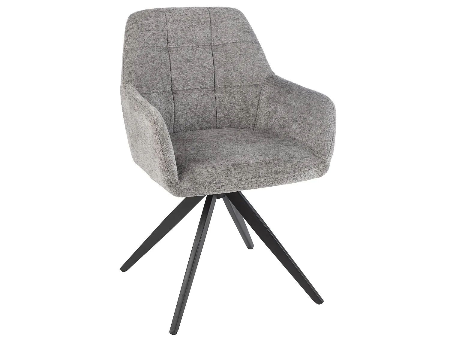 Silla LOUNA con reposabrazos – Tejido suave y patas de acero negro-Color Gris