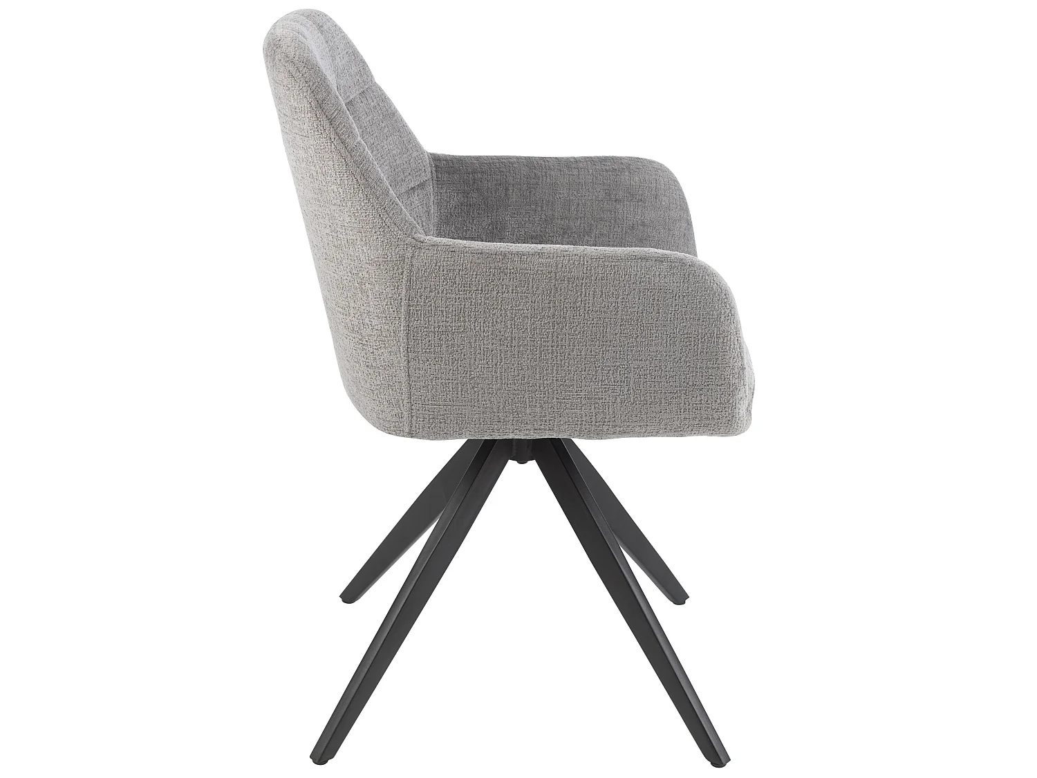 Silla LOUNA con reposabrazos – Tejido suave y patas de acero negro-Color Gris