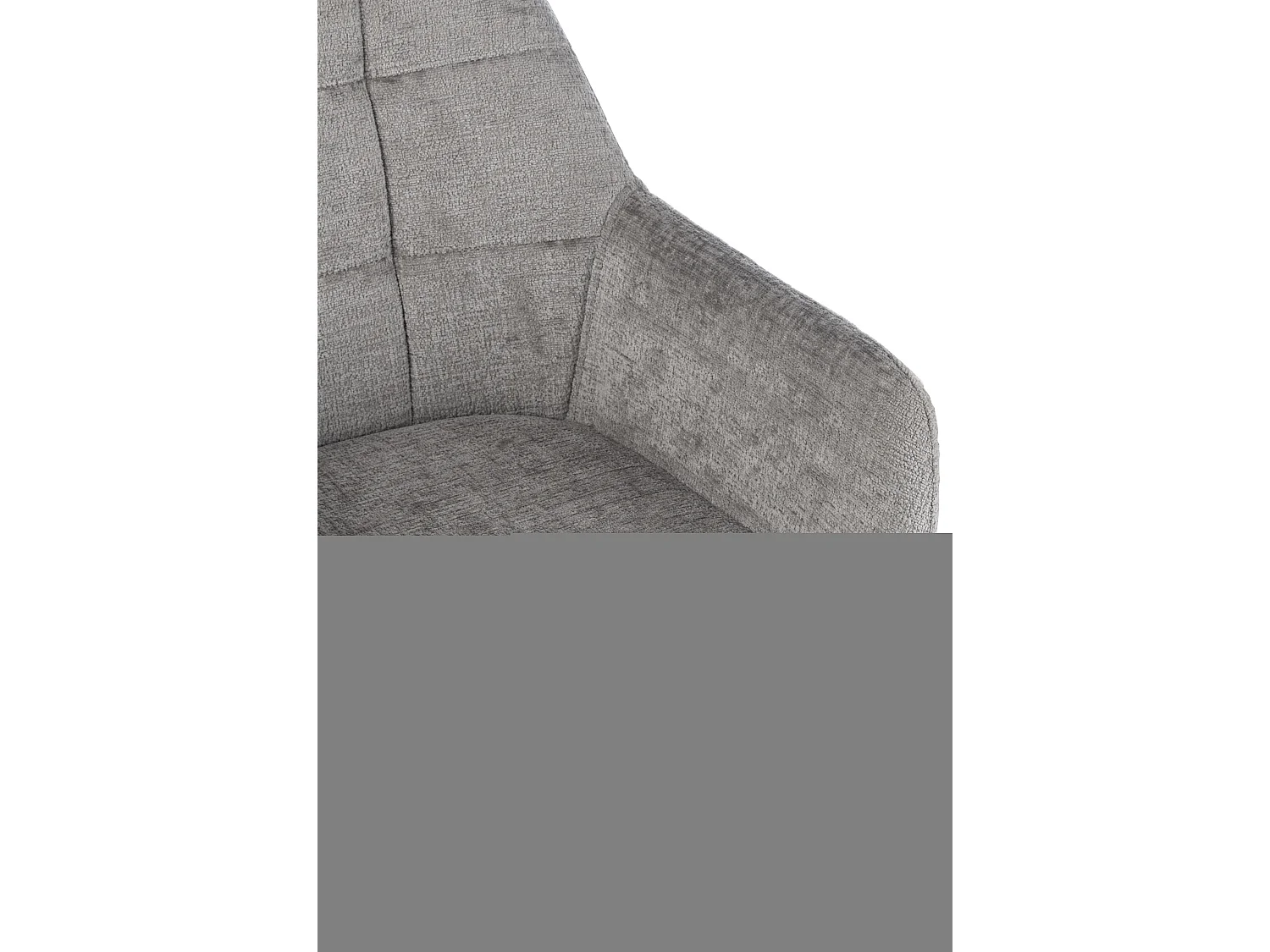 Silla LOUNA con reposabrazos – Tejido suave y patas de acero negro-Color Gris