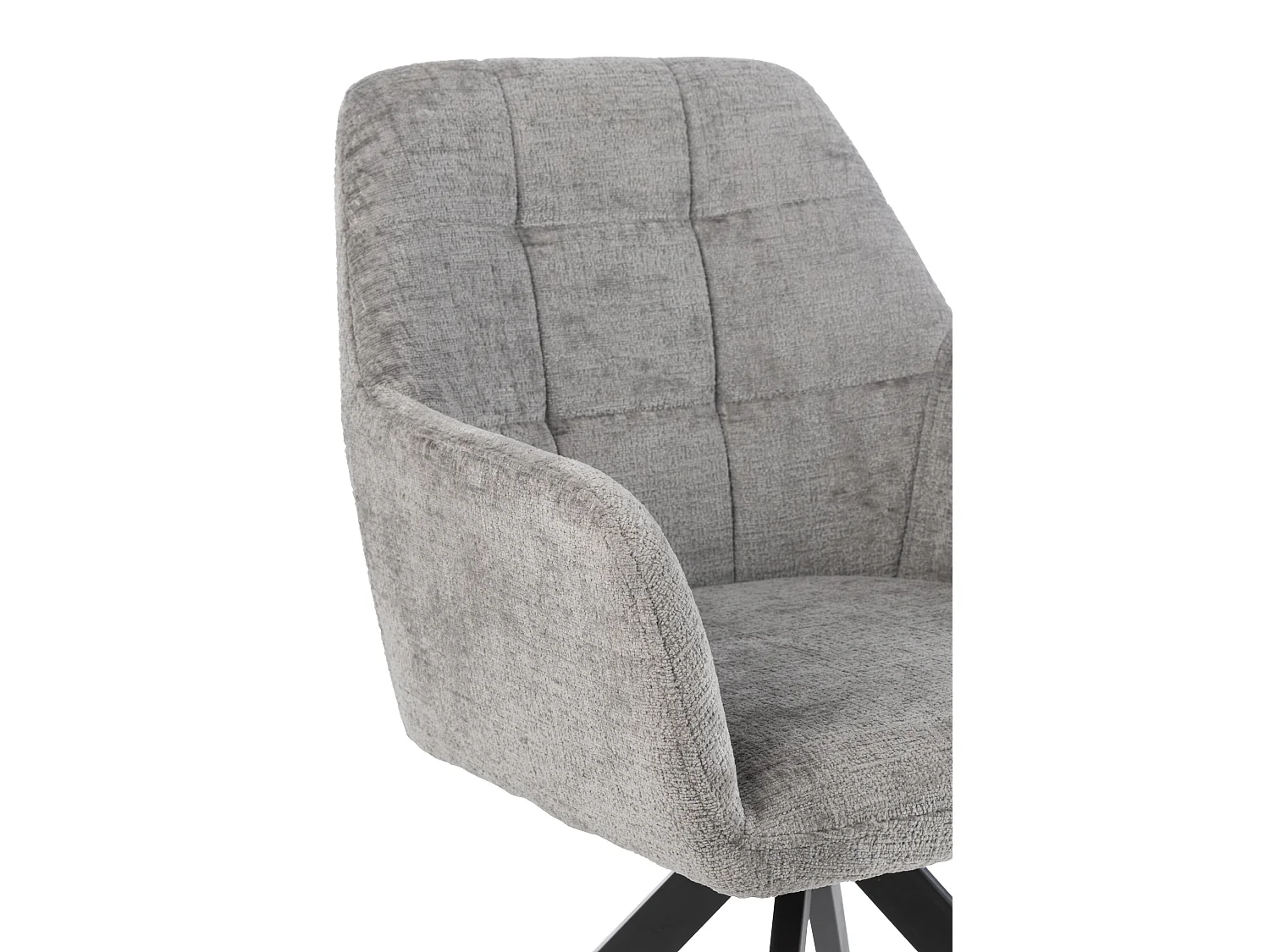 Silla LOUNA con reposabrazos – Tejido suave y patas de acero negro-Color Gris