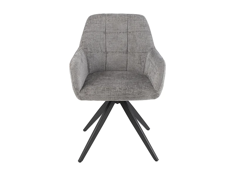 Chaise avec accoudoirs LOUNA – Tissu doux et pieds acier noir-Gris