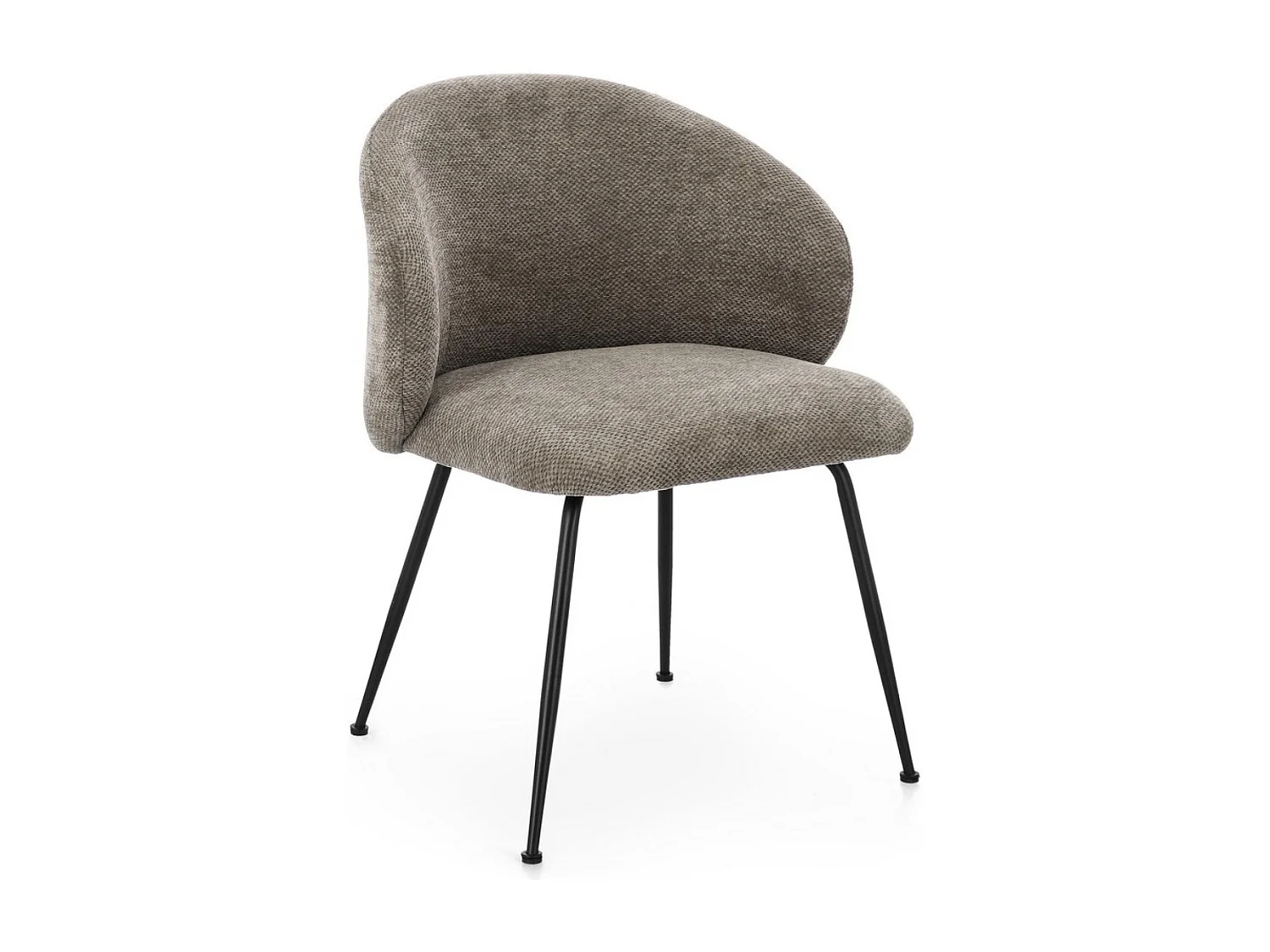 Lot de 2 chaises en tissu effet chenille et pieds métal noir KYZEN-Marron