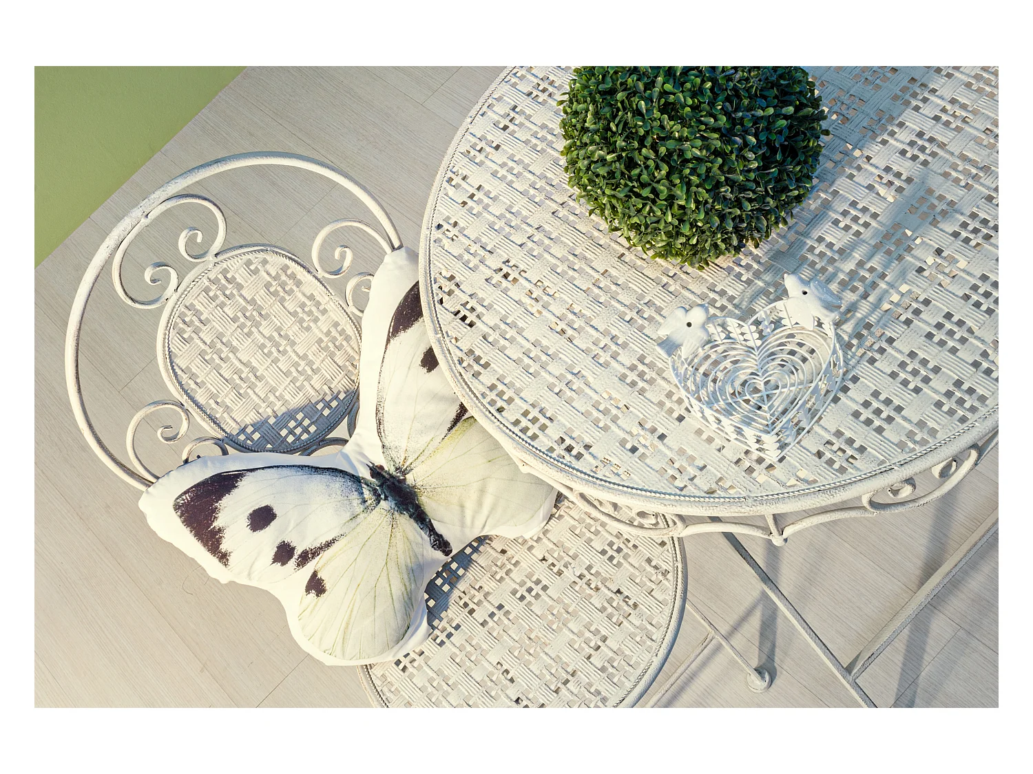 Emily Ivoorwitte ijzeren stoel zonder armleuningen - Set van 4