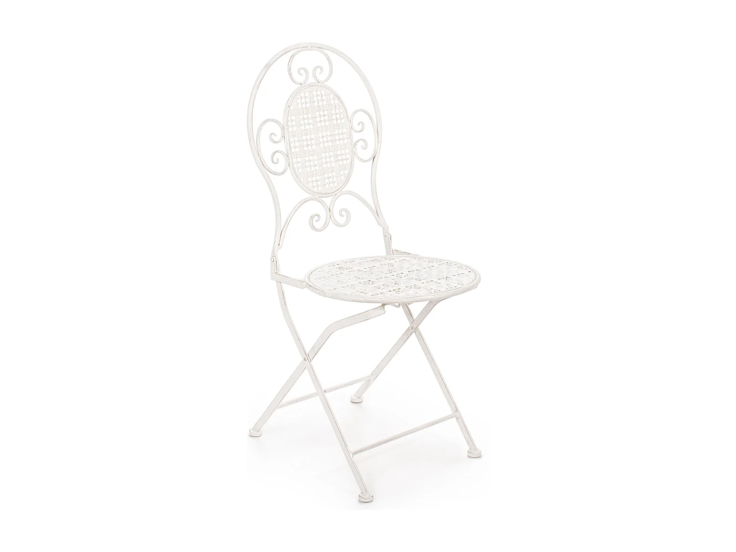 Chaise en fer blanc ivoire sans accoudoirs Emily - Lot de 4