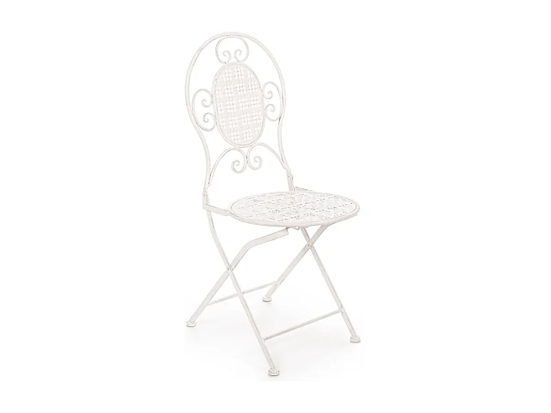 Chaise en fer blanc ivoire sans accoudoirs Emily - Lot de 4