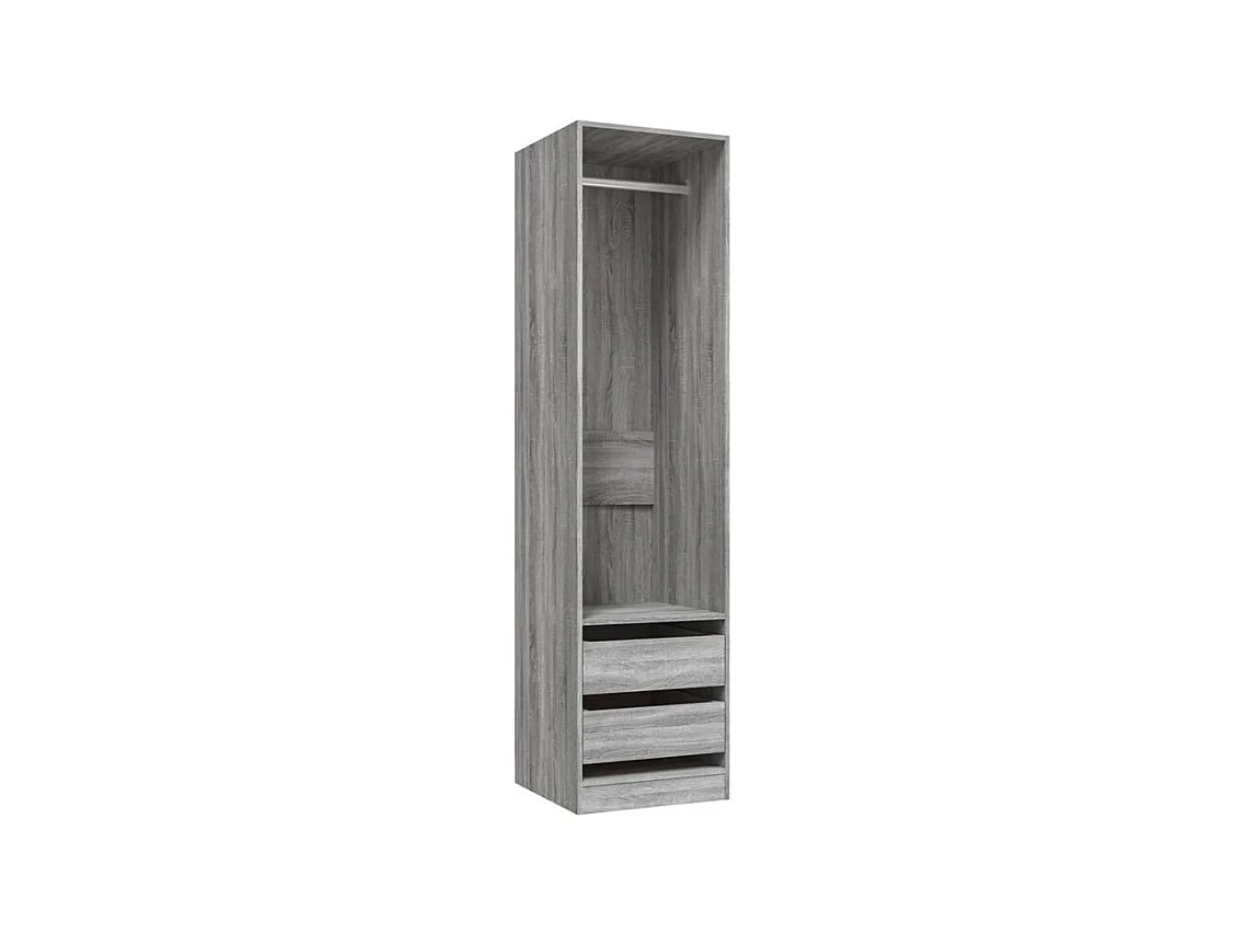 Armoire dressing 1 penderie 2 tiroirs 50cm - Collection Kodok-Chêne gris