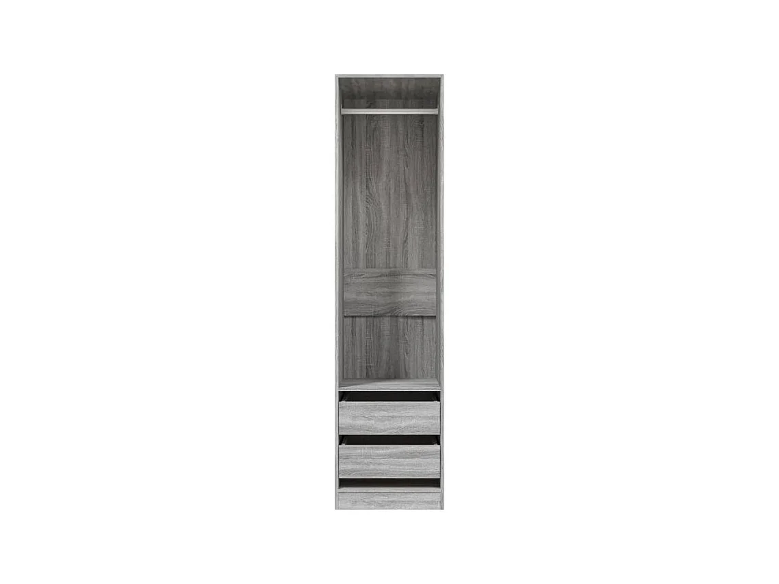 Armoire dressing 1 penderie 2 tiroirs 50cm - Collection Kodok-Chêne gris