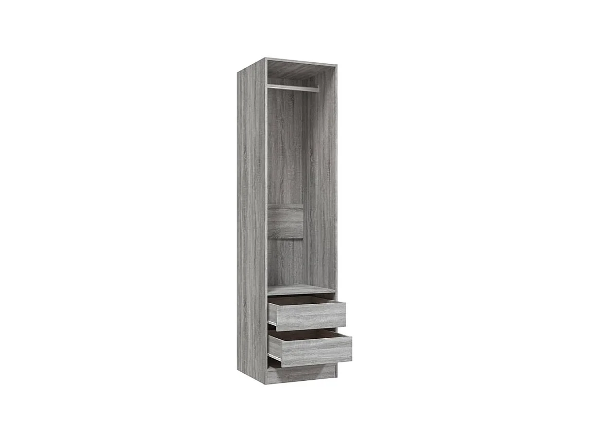 Armoire dressing 1 penderie 2 tiroirs 50cm - Collection Kodok-Chêne gris