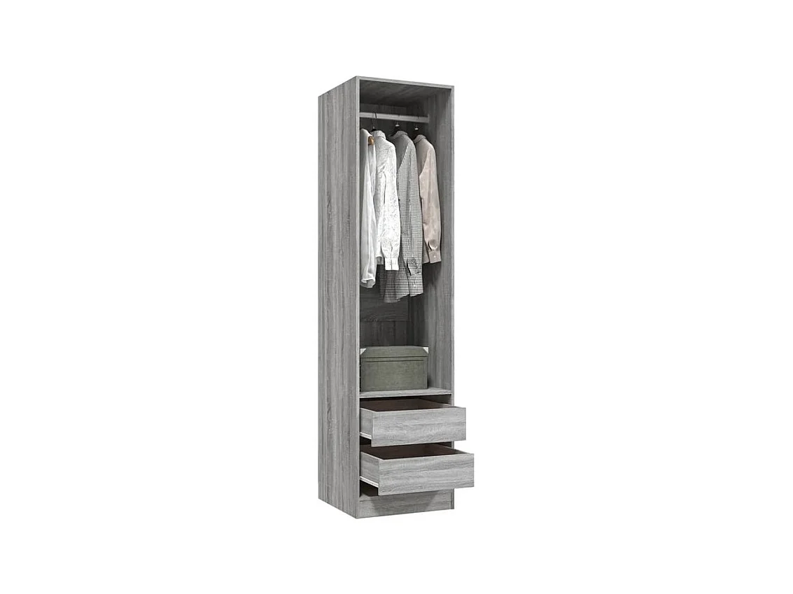 Armoire dressing 1 penderie 2 tiroirs 50cm - Collection Kodok-Chêne gris