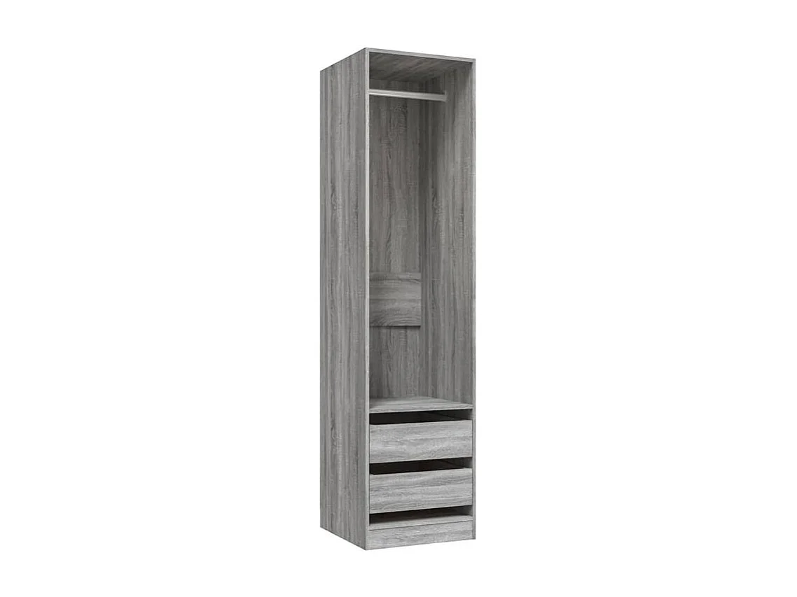 Armoire dressing 1 penderie 2 tiroirs 50cm - Collection Kodok-Chêne gris