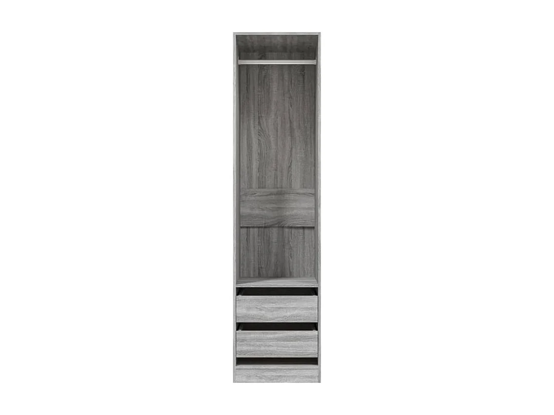 Armoire dressing 1 penderie 2 tiroirs 50cm - Collection Kodok-Chêne gris