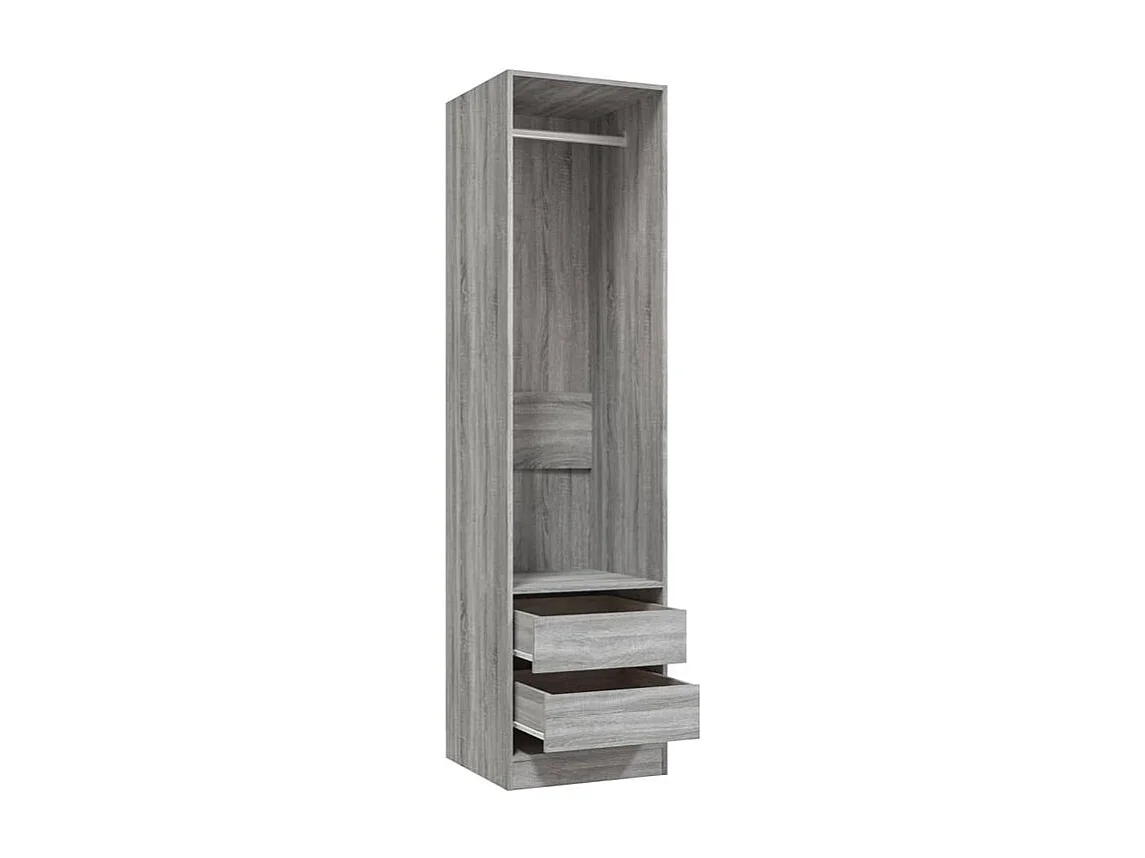 Armoire dressing 1 penderie 2 tiroirs 50cm - Collection Kodok-Chêne gris