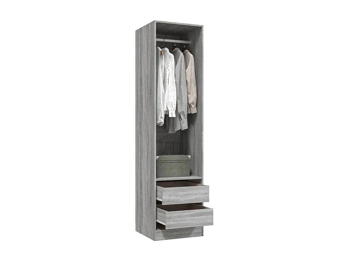 Armoire dressing 1 penderie 2 tiroirs 50cm - Collection Kodok-Chêne gris