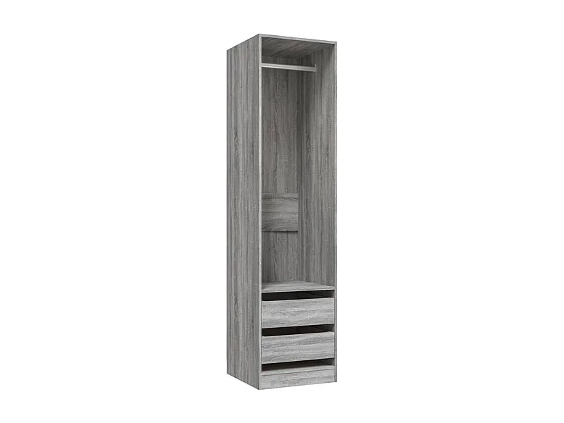 Armoire dressing 1 penderie 2 tiroirs 50cm - Collection Kodok-Chêne gris