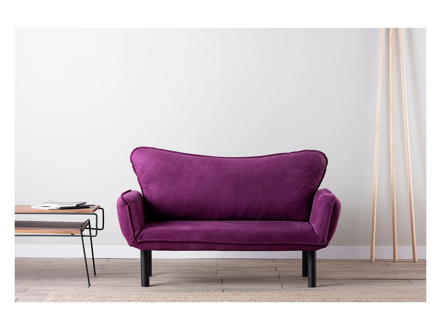 Sofá convertible 2 plazas Kalos tela violeta 140 cm