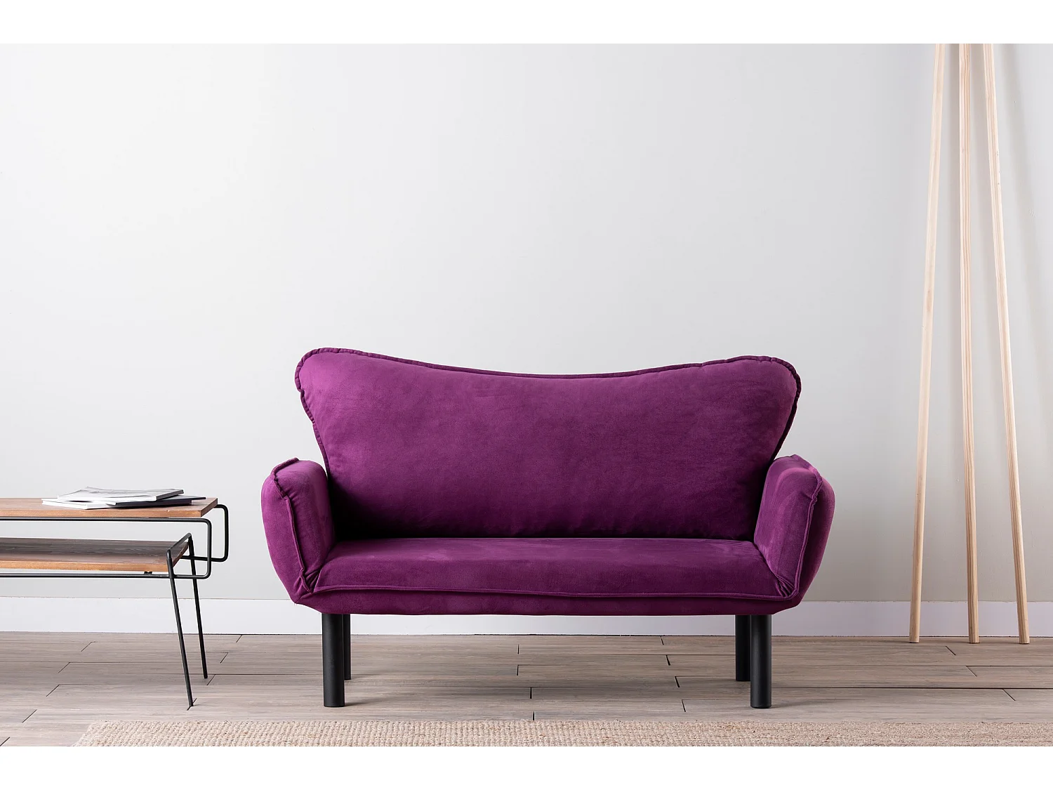 Sofá convertible 2 plazas Kalos tela violeta 140 cm