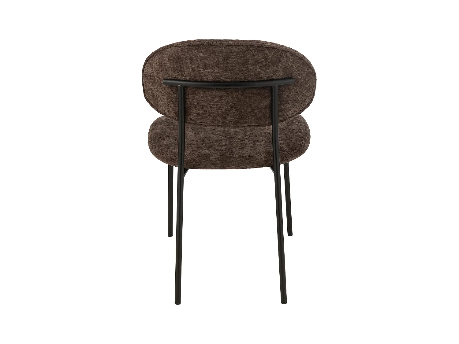 Chaise design AKOZ tissu doux et structure acier noir mat-Marron