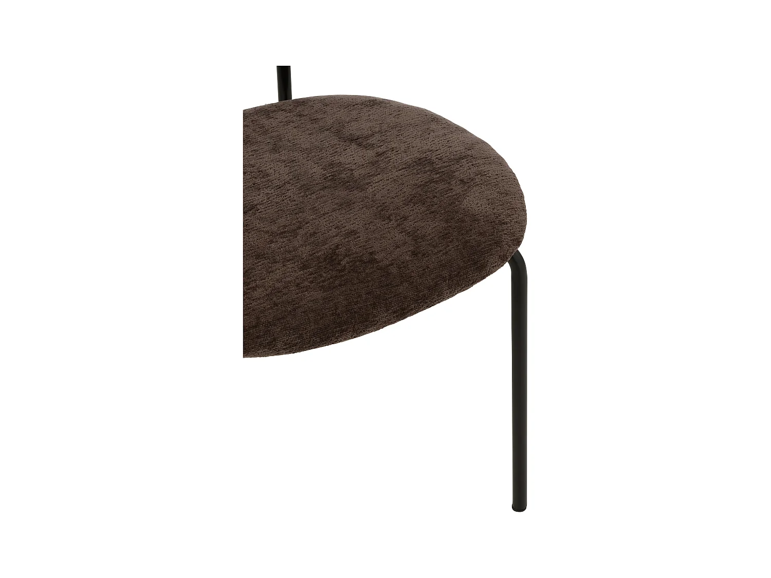 Chaise design AKOZ tissu doux et structure acier noir mat-Marron