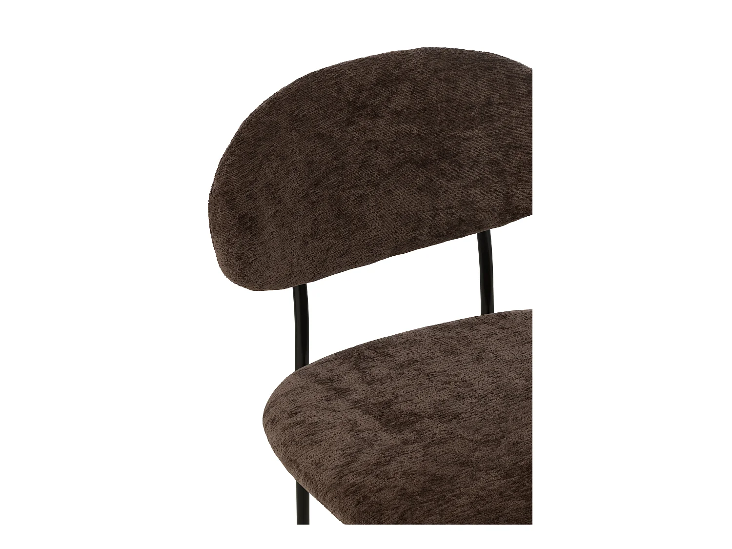 Chaise design AKOZ tissu doux et structure acier noir mat-Marron