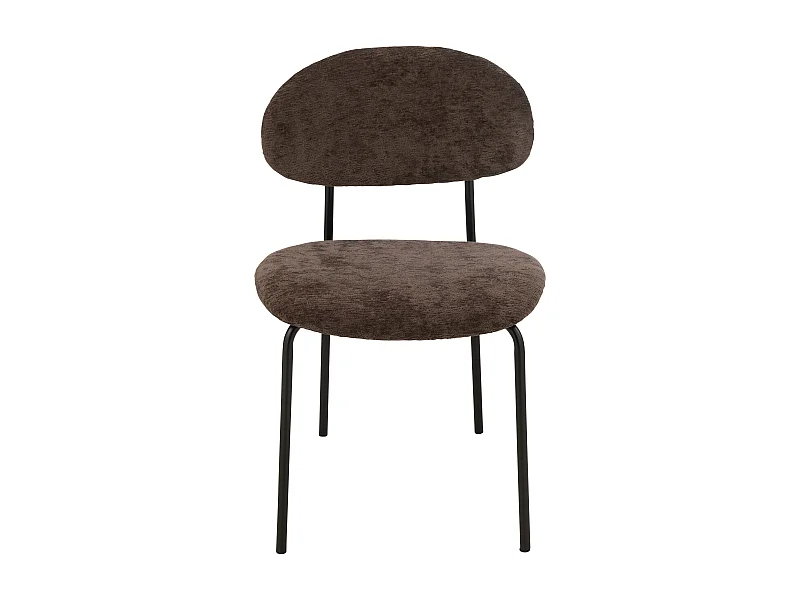 Chaise design AKOZ tissu doux et structure acier noir mat-Marron