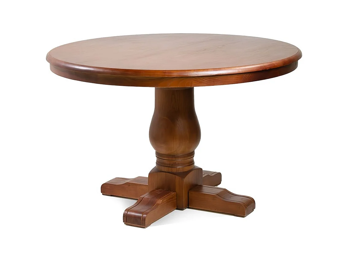 Table à manger ronde en chêne massif marron Boliva Ø120cm