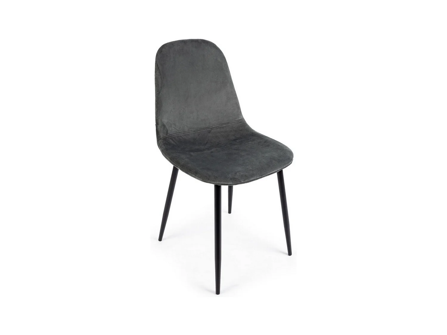 Lot de 4 chaises velours confortable et pieds métal noir Karela – Design Chic-Gris foncé