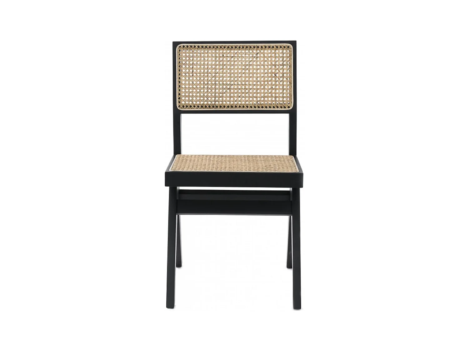 Chaise en bois de Frêne et rotin Landas - Style vintage-Couleur Noir