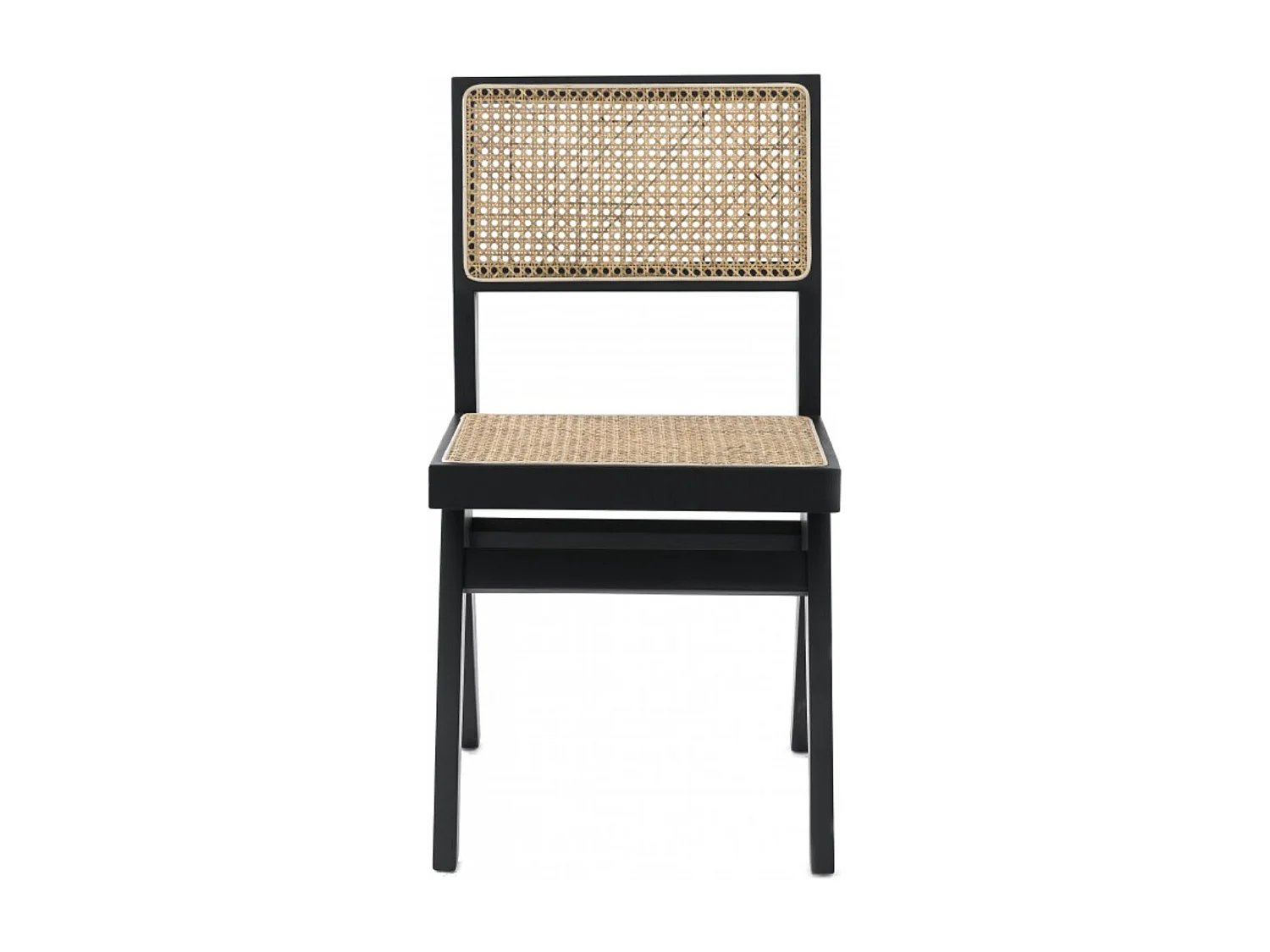 Chaise en bois de Frêne et rotin Landas - Style vintage-Couleur Noir