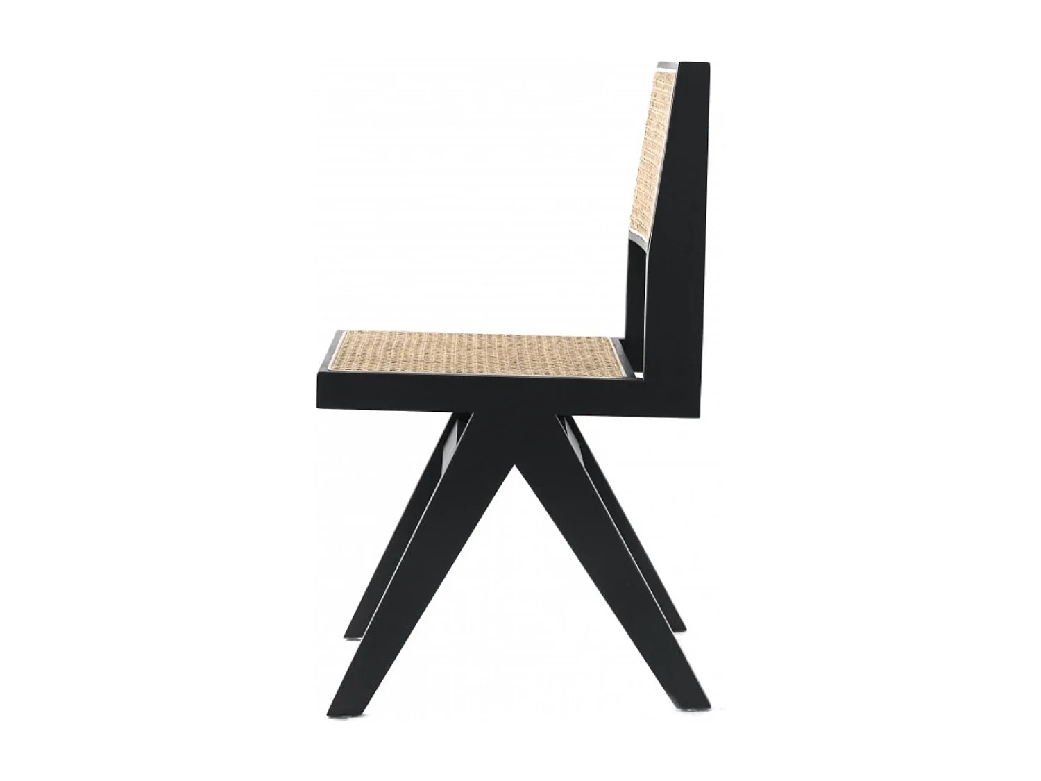 Chaise en bois de Frêne et rotin Landas - Style vintage-Couleur Noir