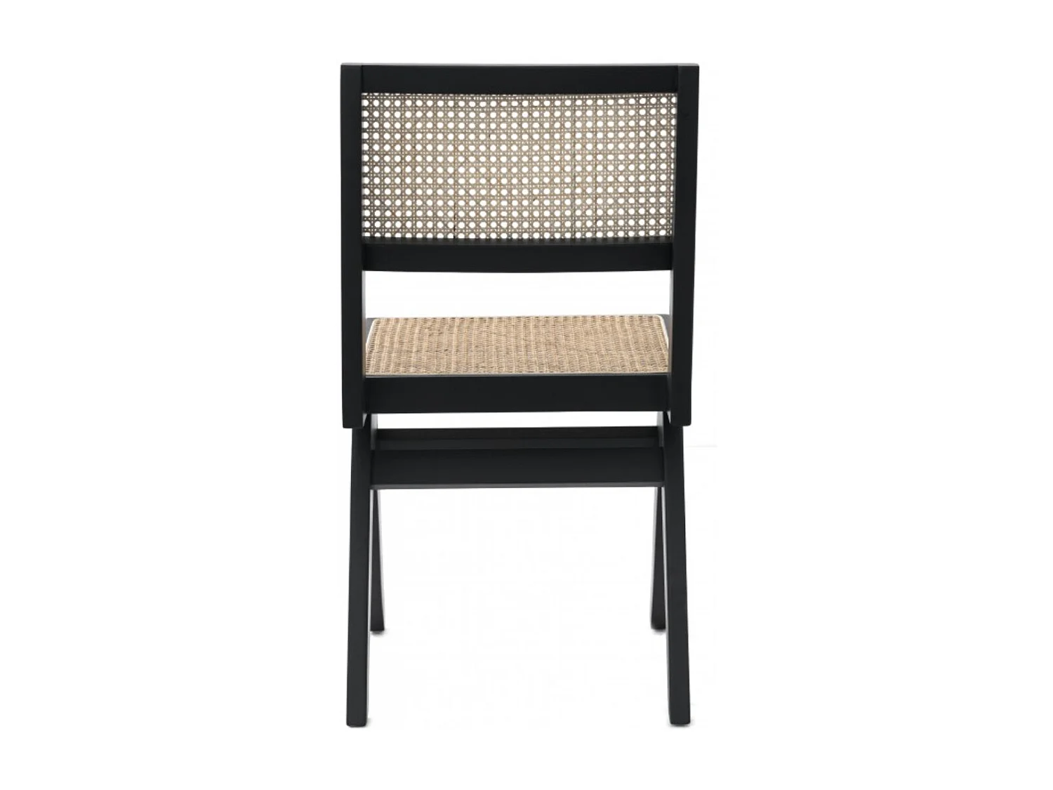 Chaise en bois de Frêne et rotin Landas - Style vintage-Couleur Noir