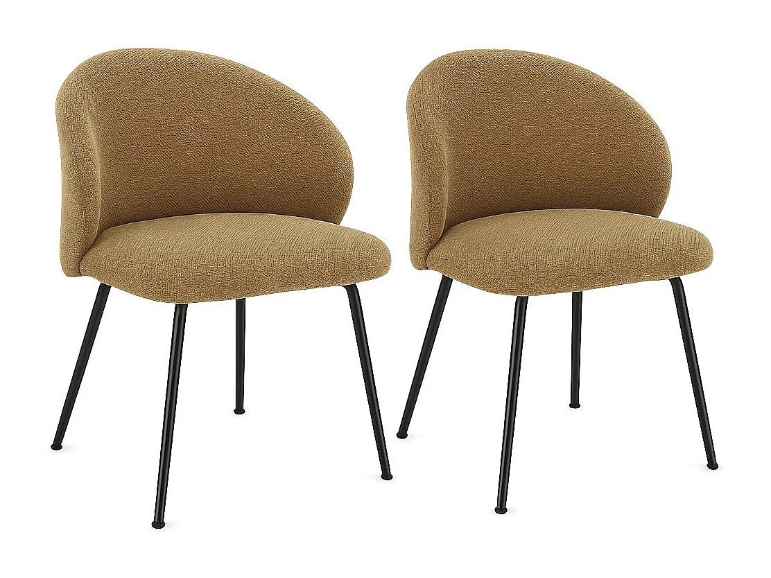 Set van 2 stoelen in chenille-effect stof en zwarte metalen poten KYZEN-Kleur Lichtgrijs