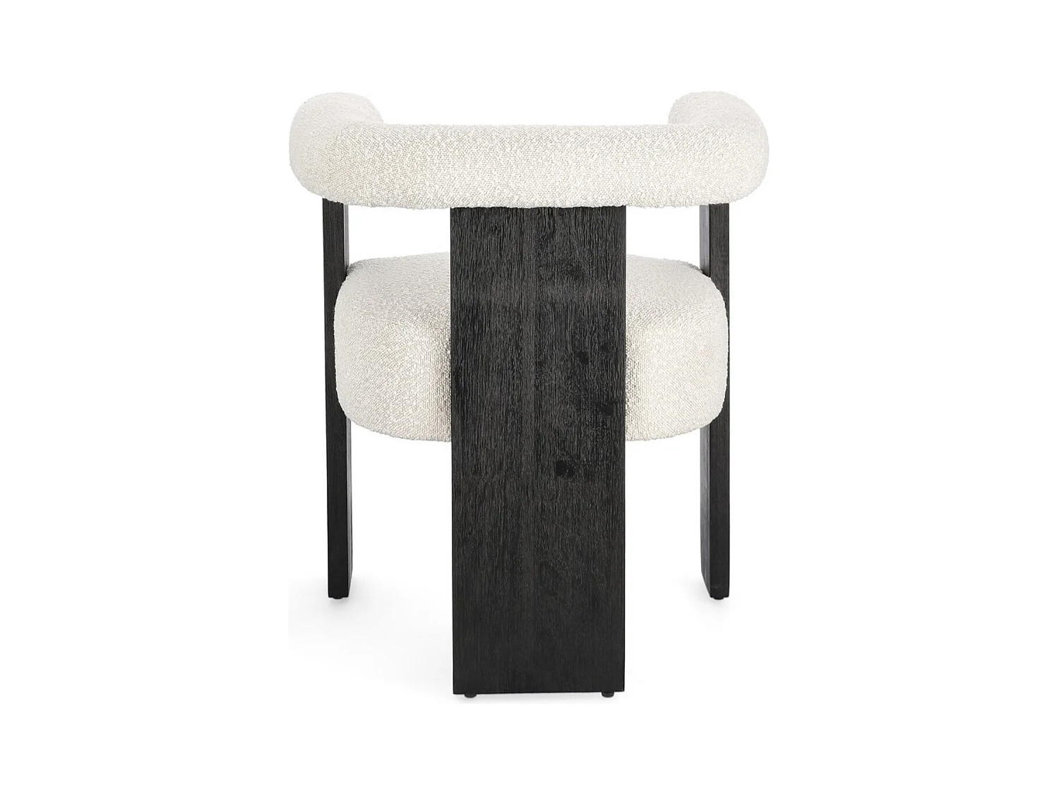 Chaise avec accoudoir en tissu bouclette et structure en bois – Modèle Agathy-Noir/Beige clair