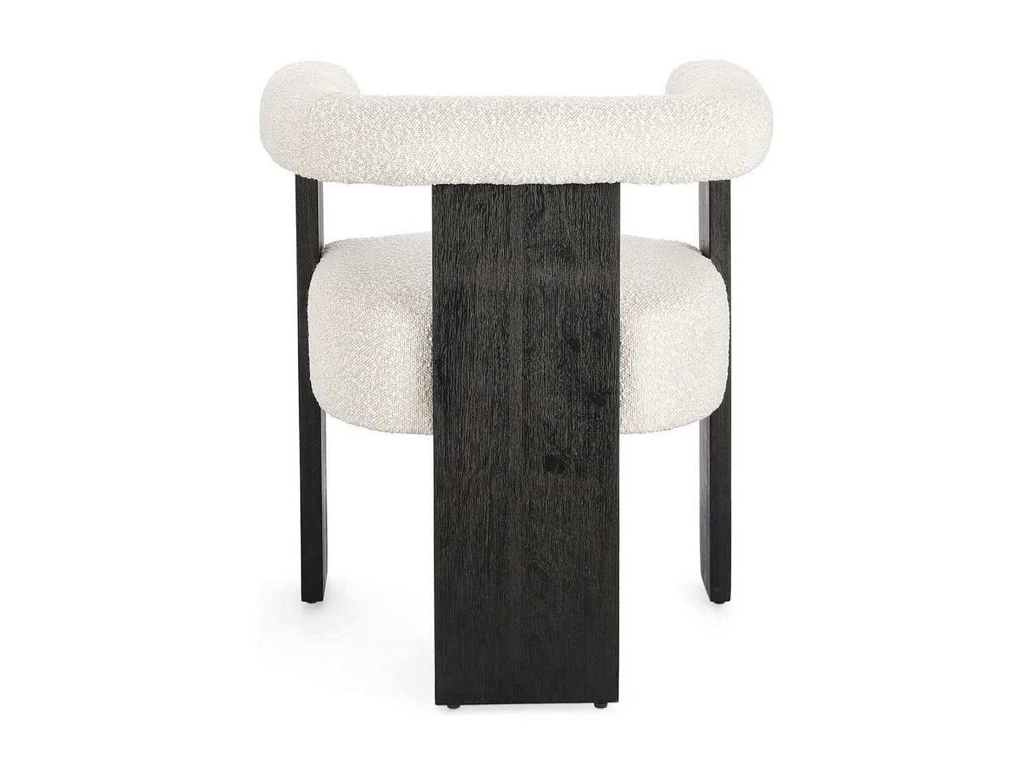 Chaise avec accoudoir en tissu bouclette et structure en bois – Modèle Agathy-Noir/Beige clair