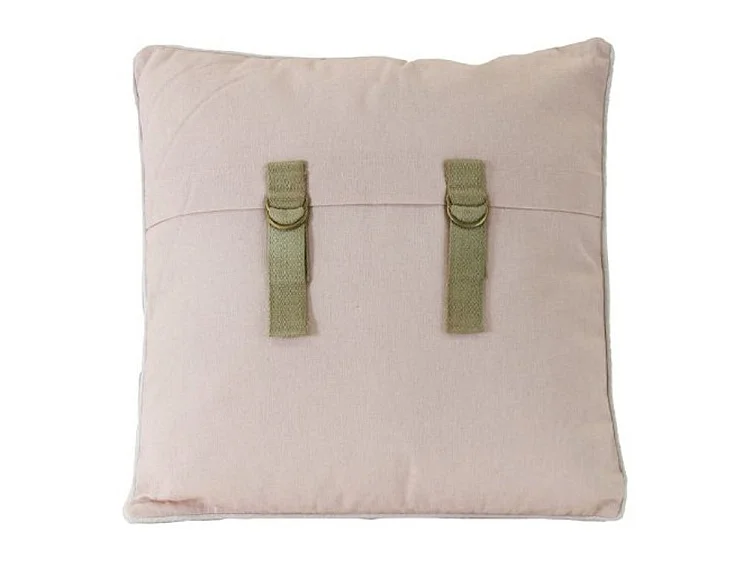Coussin carré shabby chic coton et polyester rose Djamelia
