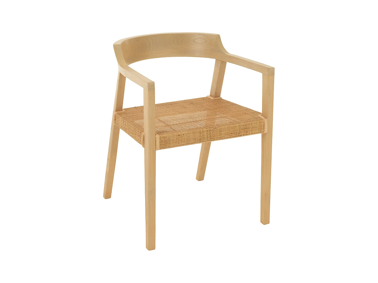 Fauteuil en bois de chêne SUKA – Élégance naturelle et charme artisanal-Beige