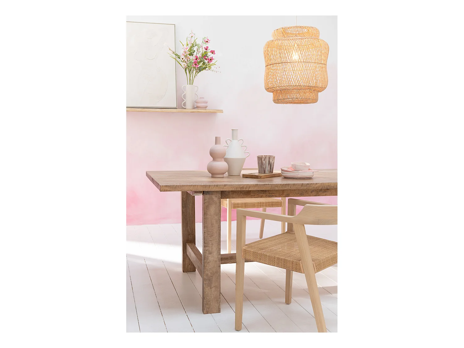 Fauteuil en bois de chêne SUKA – Élégance naturelle et charme artisanal-Beige