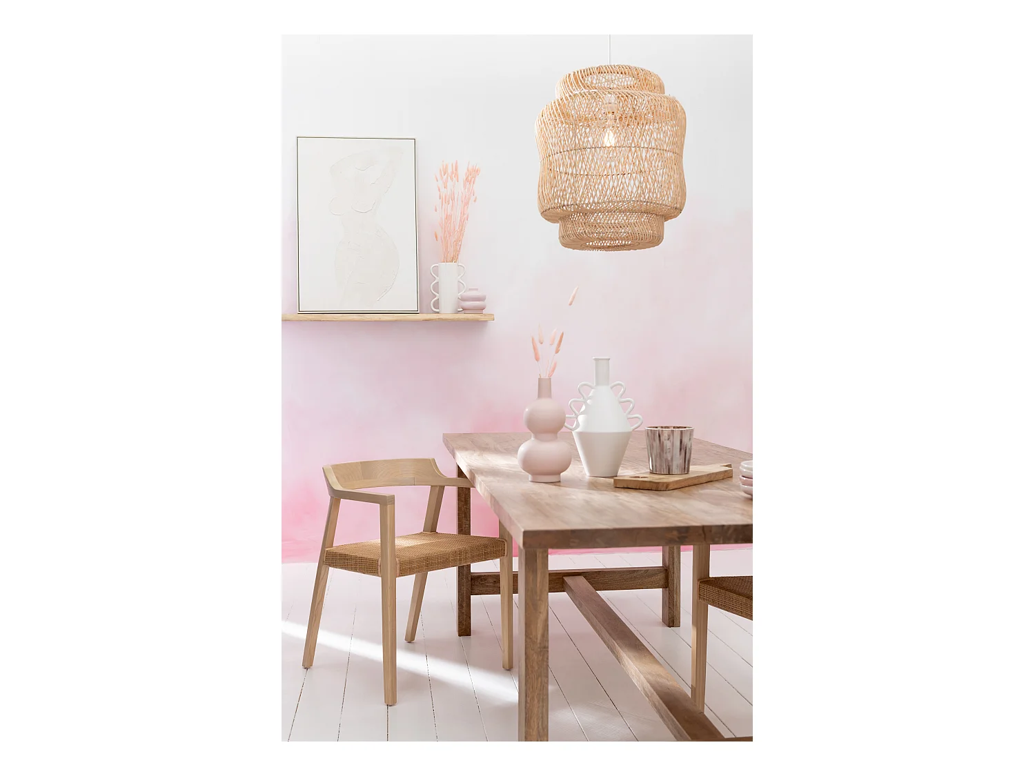 Fauteuil en bois de chêne SUKA – Élégance naturelle et charme artisanal-Beige