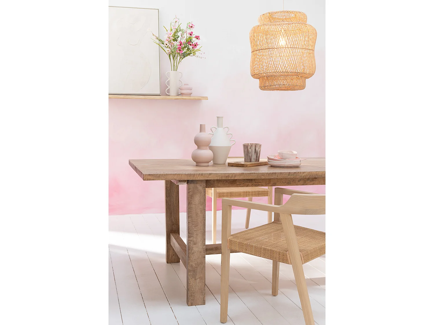 Sillón de roble SUKA: elegancia natural y encanto artesanal-Color ribete verde crudo