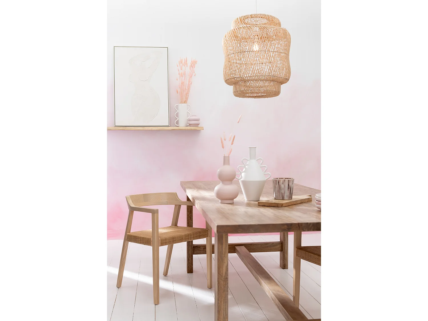 Sillón de roble SUKA: elegancia natural y encanto artesanal-Color ribete verde crudo