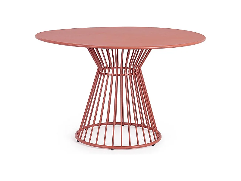 Table ronde en acier mate KEVIN 120cm – Intérieur et extérieur-Terracotta